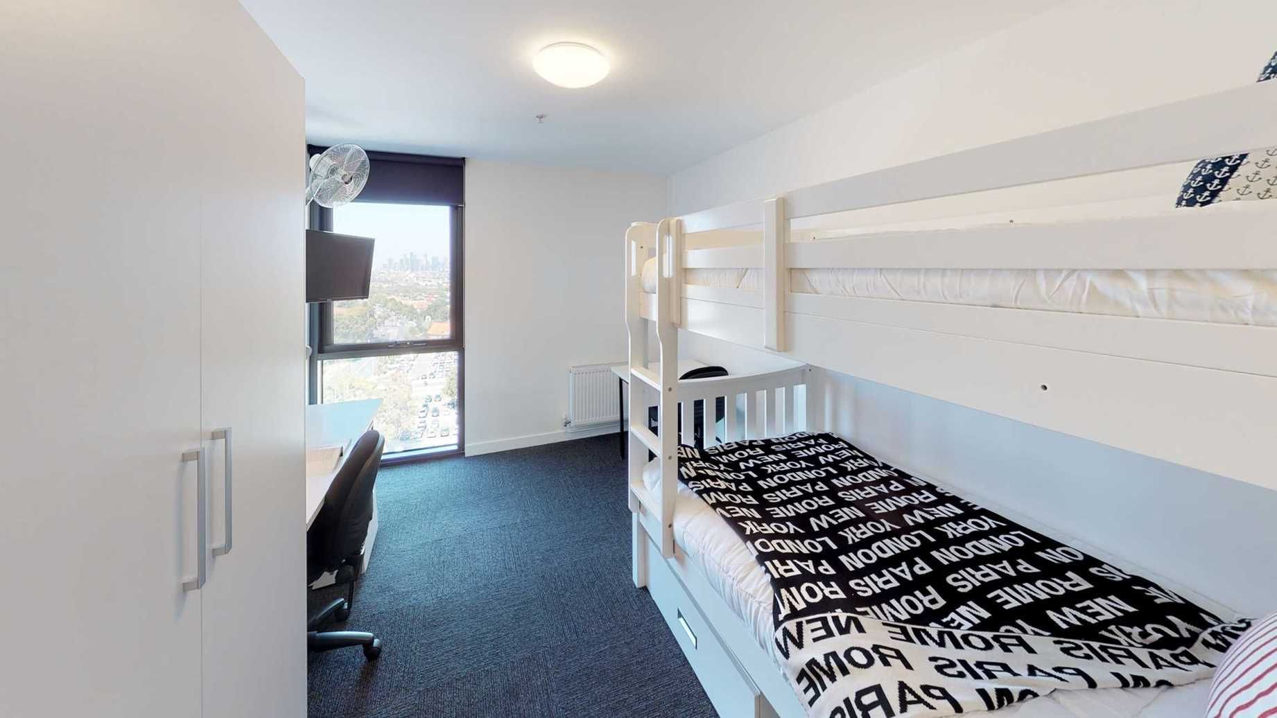 Studio Twin Share Bedroom - UniLodge Victoria University
