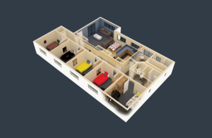 5 Bedroom Apartment South Double Bed - Murdoch University