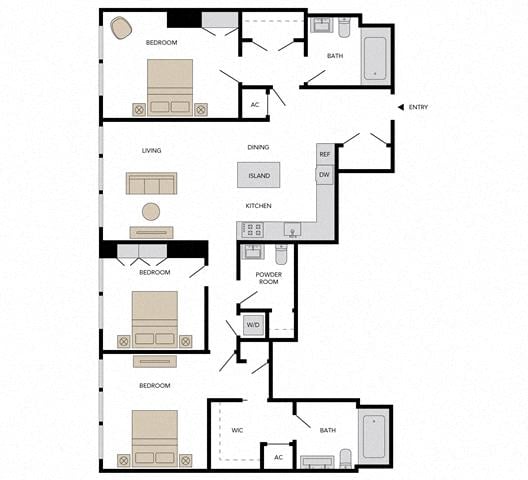 3-Bedroom, 2.5-Bathroom Apartment - THEA at Metropolis