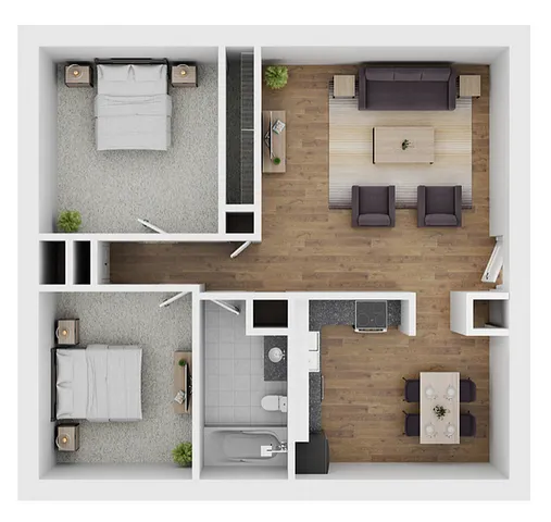 2 dormitorios, 1 baño - The Vicinity